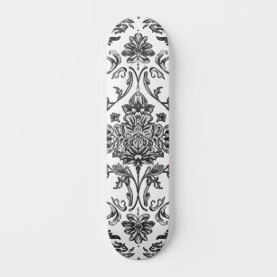 Skate Chinoiserie Floral Preto e Branco Aquarela