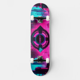 Skate Ciberpunk Neon Obedecer Rua Moda de Rua Ficção Cie