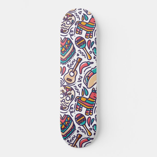 Skate Cinco De Mayo Mexican Fiesta Seamless Pattern (Frente)