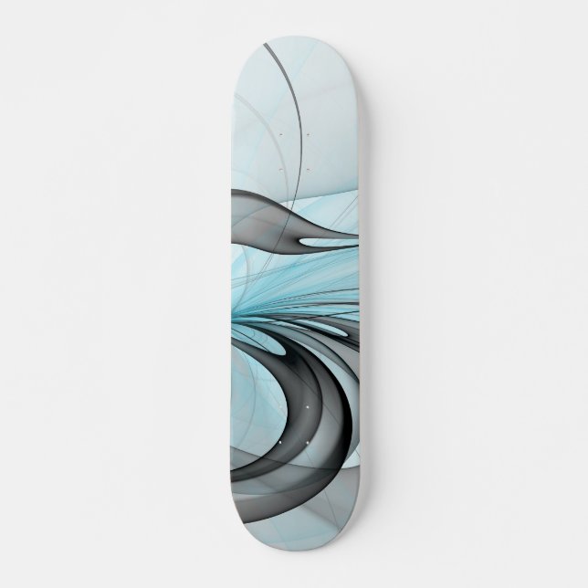 Skate Cinza Antracite Arte Fractal Azul Moderna (Frente)
