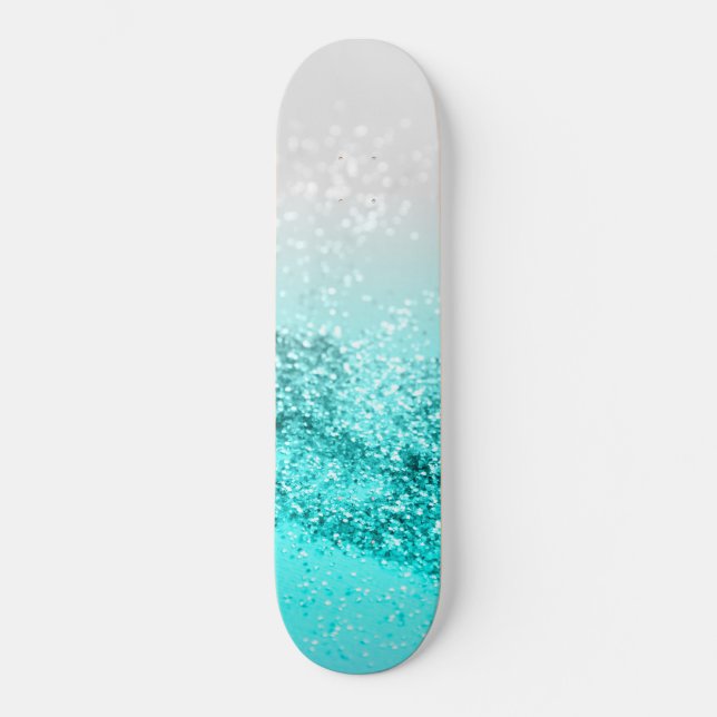 Skate Cinza de Prata - Glitter no Oceano Teal #1 (Frente)
