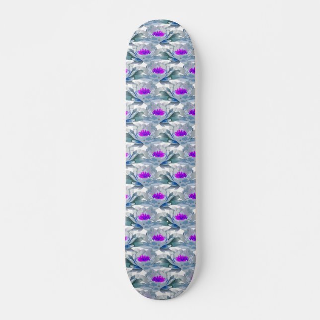 Skate Cinza e padrão de flores roxas (Frente)
