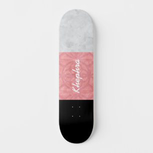 Skate Cinza Rosa-Rosa-Rosa-Rosa, Aquarela E Nome