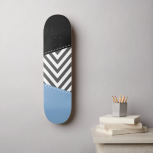 Skate Cinza Zigzag, Cinza Chevron, Zigzag Patterno, Azul