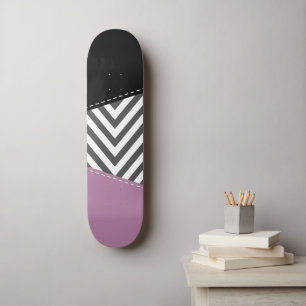 Skate Cinza Zigzag, Cinza Chevron, Zigzag Patterno, Roxo