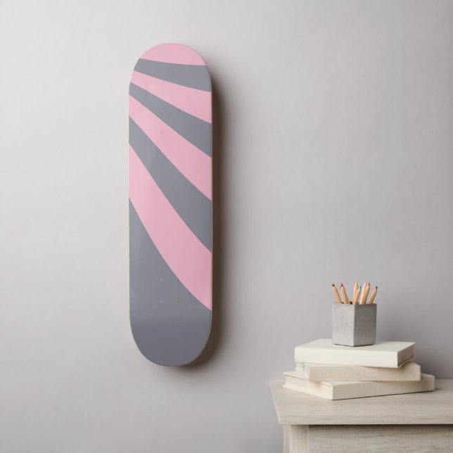 Skate Cinzas e Onda Rosa (Arte de parede)