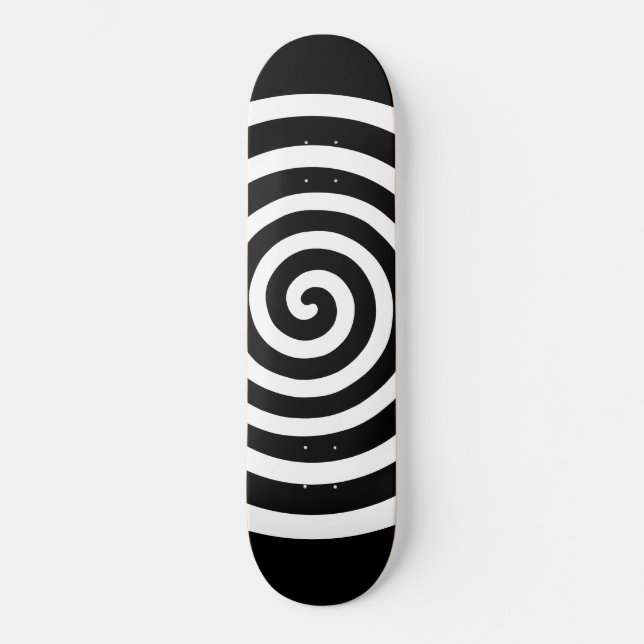 Skate Círculo espiral Abstrato branco a preto (Frente)