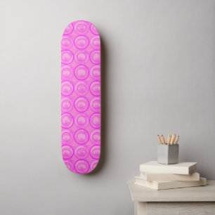 Skate Círculos de Destaque Flores de Fundo Cor-de-Rosa A