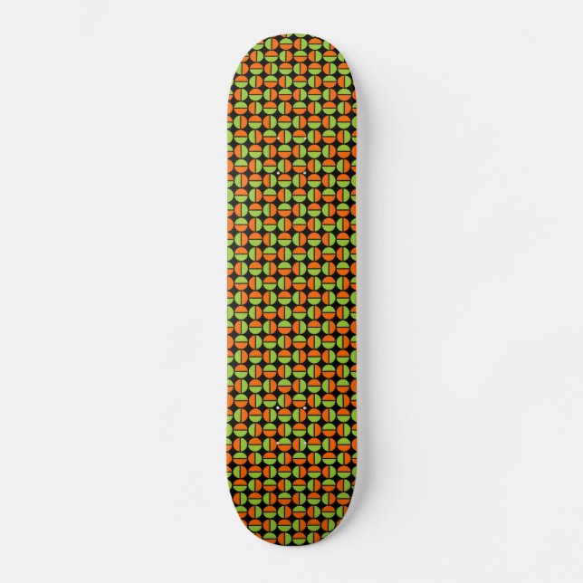 Skate Círculos rotativos - Verde e laranja em preto (Frente)