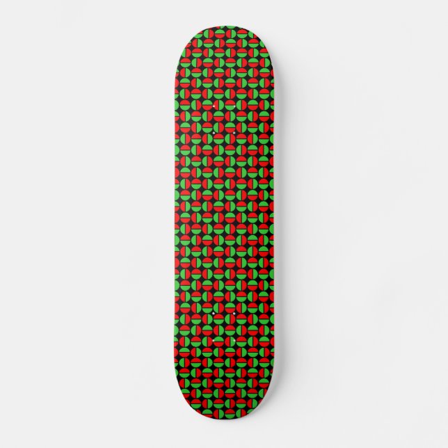 Skate Círculos rotativos - Vermelho e Verde em Preto (Frente)