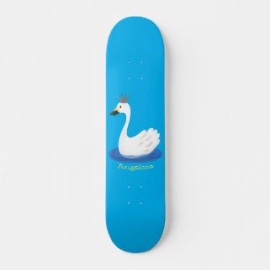 Skate Cisne branco bonito com desenho animado