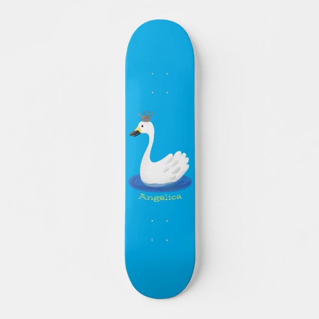 Skate Cisne branco bonito com desenho animado (Frente)
