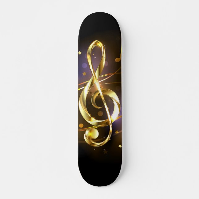 Skate Clave de Sol de Música Dourada (Frente)