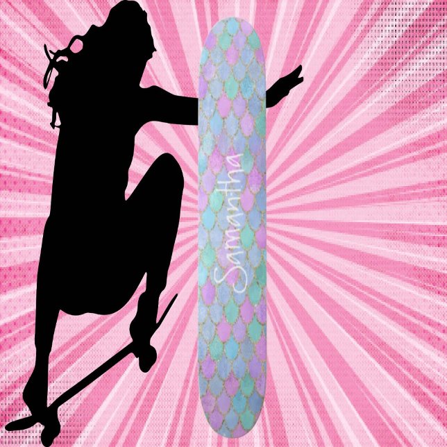 Skate Cliente Glitter Girly Mermaid Chic (Girl Power, Original and best online Zazzle skateboard shop- Urban Warrior)