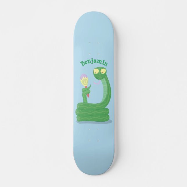 Skate Cobra verde engraçado com desenhos de maraca (Frente)