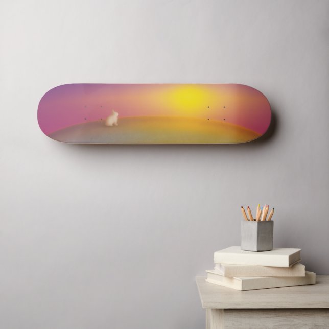 Skate Coelho Branco Bonito no Monte Grassy no nascer do  (Arte de parede (Horz))