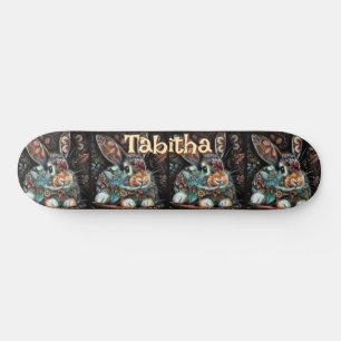 Skate Coelho Branco Personalizado Floral Personalizado