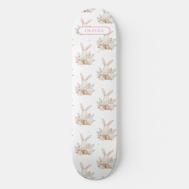 Skate Coelho Coelhinho Mole Personalizado Floral (Frente)