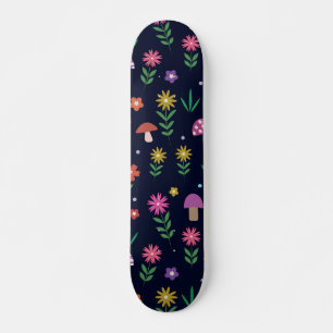 Skate Cogumelos Coloridos Com Padrão De Flores Whimsical