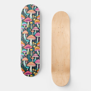 Skate Cogumelos Hippie Coloridos Floral Em Pinks E Azul