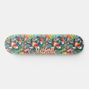 Skate Coi Fish Whimsical Watercolor Personalizado