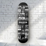 Skate Colagem de Fotos do Instagram de Tendência Legal d<br><div class="desc">Design de Colagem de Fotos Moderna do Instagram para skates: personalize com suas fotos favoritas,  assim como mensagens com nomes personalizados,  e torne este o melhor presente de aniversário de todos os tempos! Esta é a versão em preto e branco.</div>