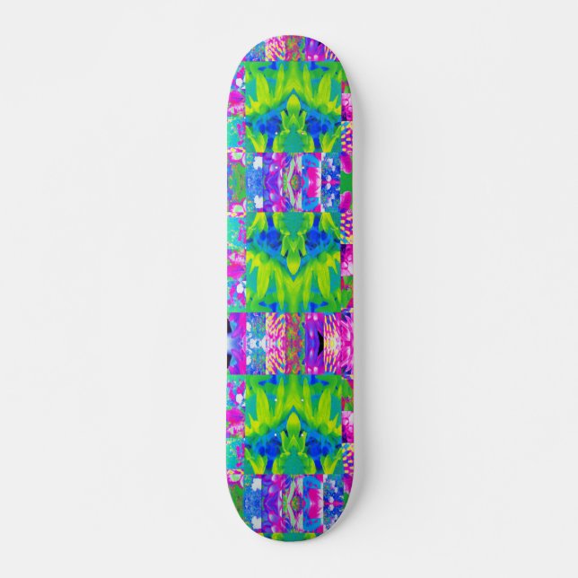 Skate Colagem de Jardim de Girassóis em Patchwork Abstra (Frente)
