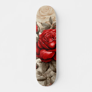 Skate Colagem Inspirada em Descoupagem de Rosa Vermelha