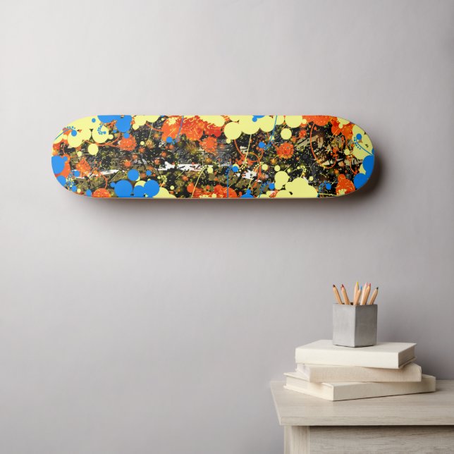 Skate Coletas e gotas de pintura com abstrato (Arte de parede (Horz))