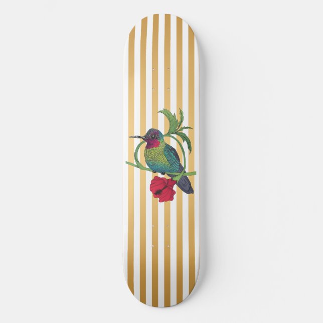 Skate Colibri Bird Dourado Stripes Pé-de-Pé (Frente)