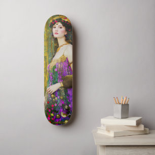 Skate Colorful Klimt Style Collage Portrait of a Woman
