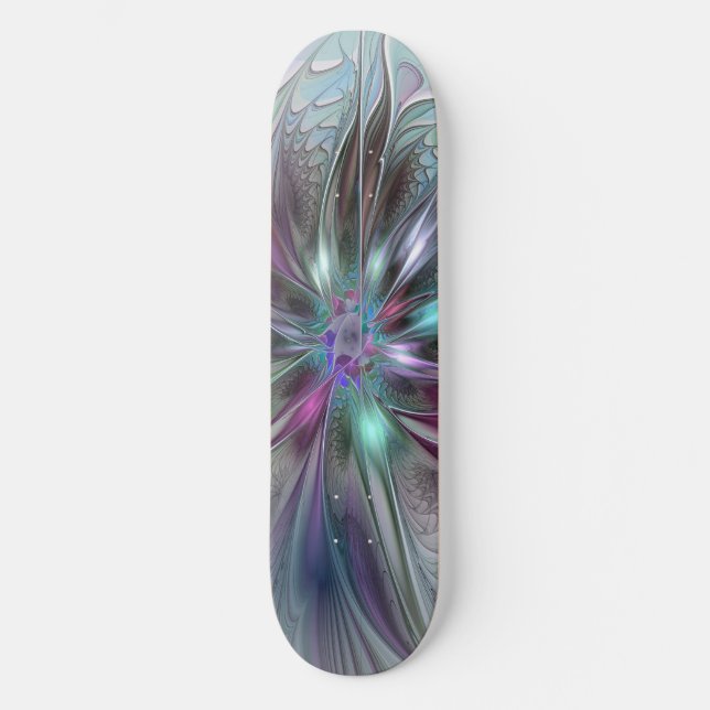 Skate Colorida Fantasy Abstrato Moderna Flor Fractal (Frente)