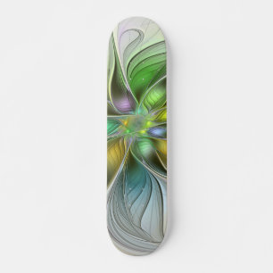 Skate Colorida Fantasy Flor Moderno Abstrato Fractal