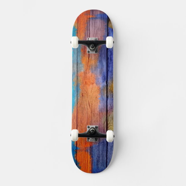 Skate Colorida Madeira Abstrata Aquarela #6 (Frente)