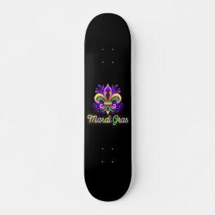 Skate Colorida Neon Mardi Gras Fleur de lis