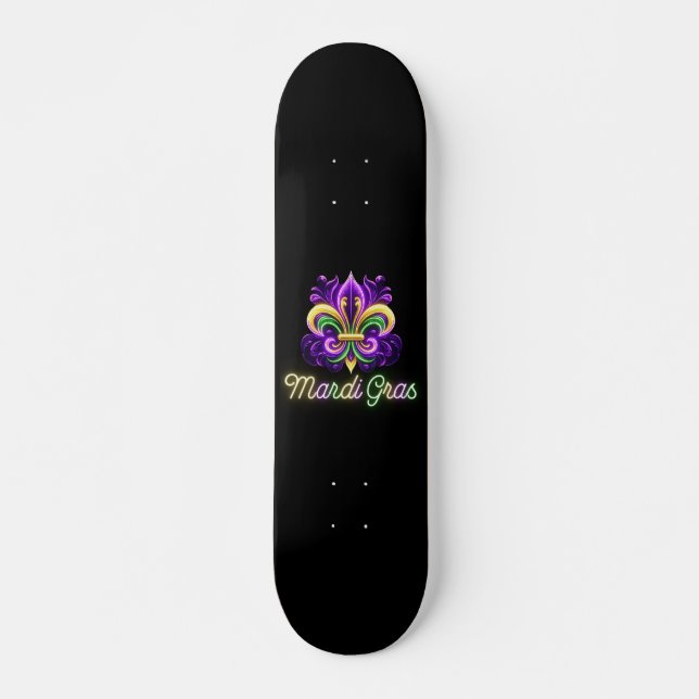Skate Colorida Neon Mardi Gras Fleur de lis (Frente)