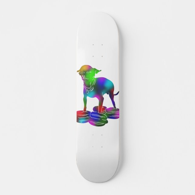 Skate Colorido hambúrguer Chihuahua voando (Frente)