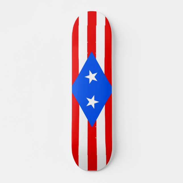skate com bandeira de Porto Rico (Frente)
