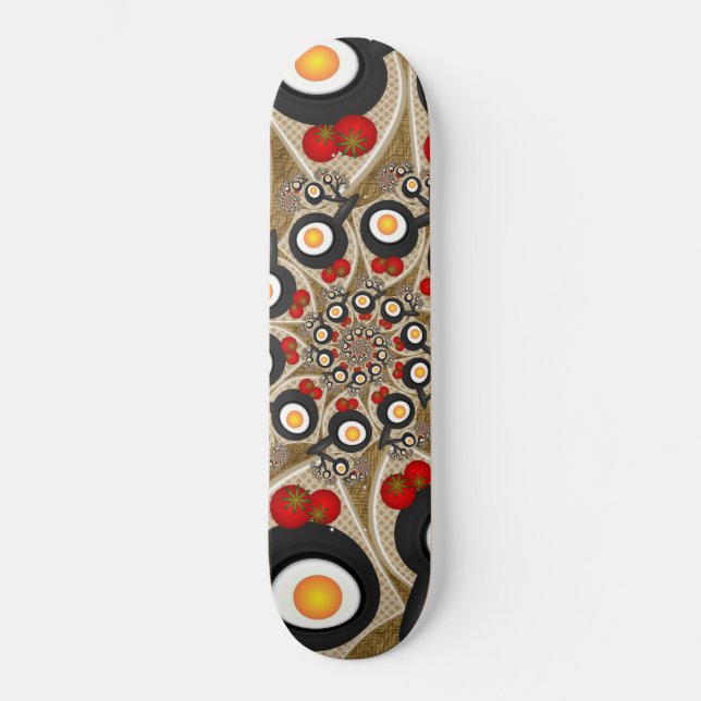 Skate Comida Engraçada De Arte Fractal, Tomates, Ovos (Frente)