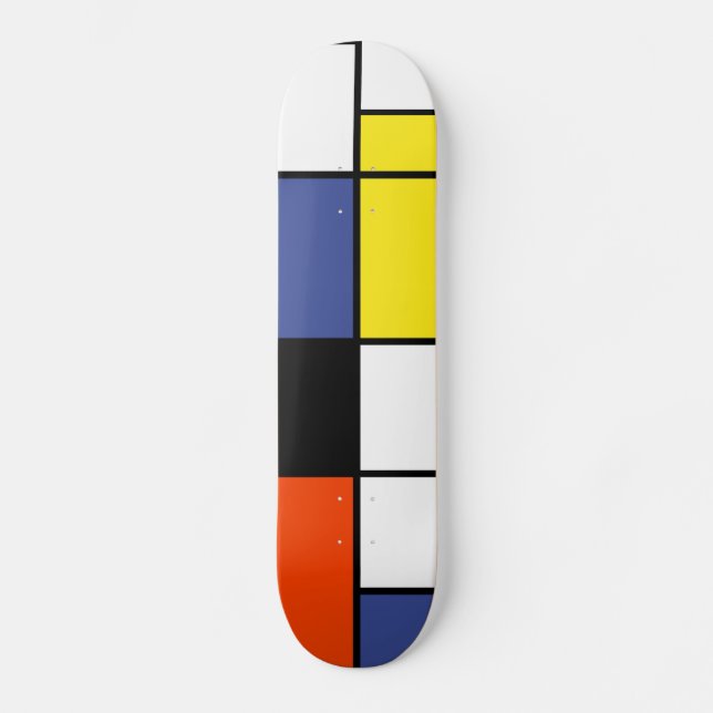 Skate Composição Piet Mondrian A - Arte Moderna Abstrato (Frente)