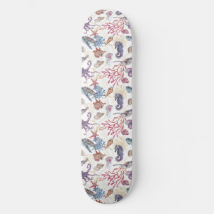 Skate Composição Subaquática em Aquarela Série Design 1