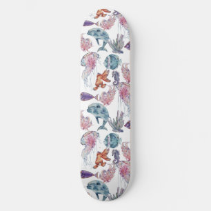 Skate Composição Subaquática em Aquarela Série Design 2