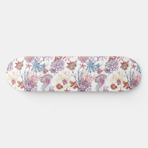 Skate Composição Subaquática em Aquarela Série Design 3