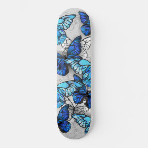 Skate Composition of White and Blue Butterflies