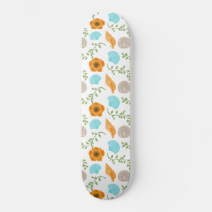 Skate Conchas Azuis do Mar Caracol Flor Laranja