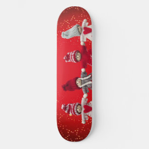 Skate Condecorações de Natal em fundo vermelho