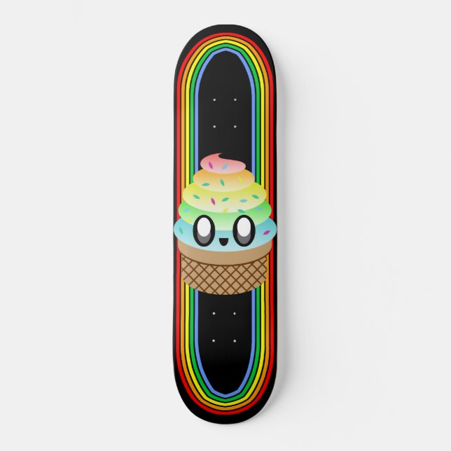 SKATE CONE DE SORVETE KAWAII DECK ARCO-ÍRIS (Frente)