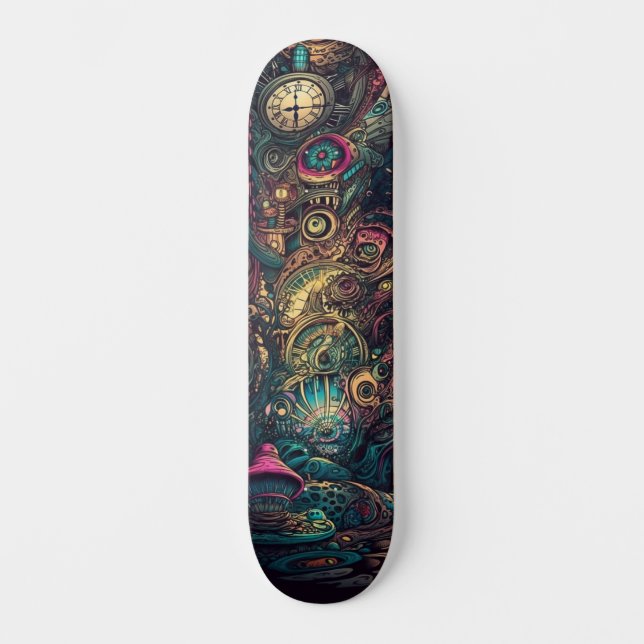 Skate Conselho Trippy Abstrato Perder Yself in Time Skat (Frente)