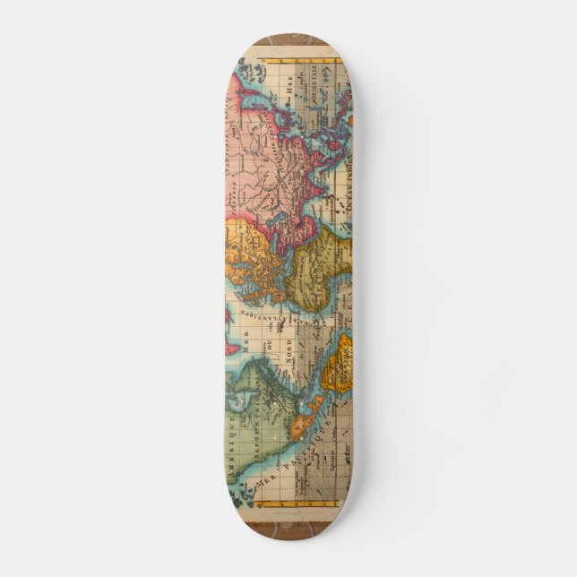 Skate Continentes Antigos do Mapa Mundial dos Anos 1700 (Frente)
