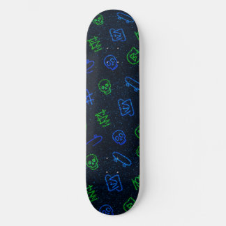 Skate Cool Neon Green Blue Skull Graffiti Streetwear Cyb